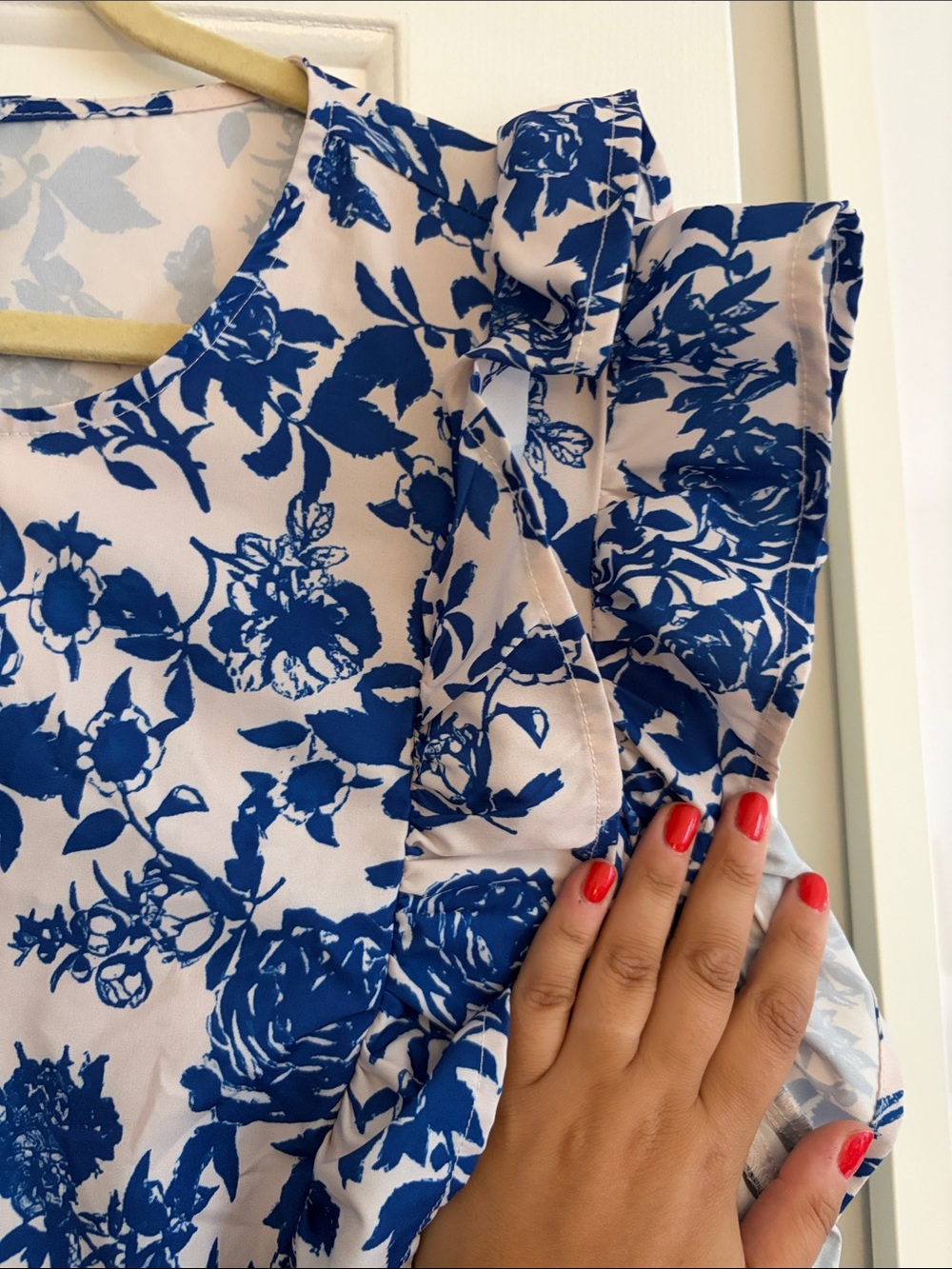 Blue Floral Ruffle Dress - Picture 2 of 2